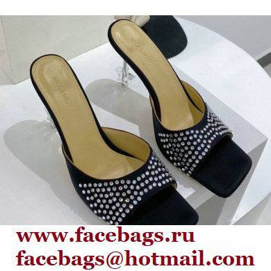 Mach & Mach Star Heel 8.5cm Crystal Embellished Mules Satin Black 2022 Mach & Mach Star Heel 8.5cm Crystal Embellished Mules Satin Black 2022